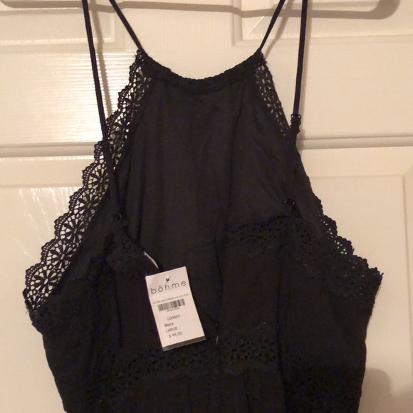 Bohme halter neck dress with lace trim black large NWT - Picture 8 of 11